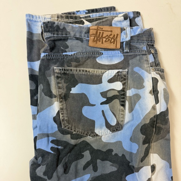 Stussy big ol jeans blue custom camo 36